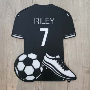 Childrens Personalised Name Decor: Personalised Soccer Top Name Plaque