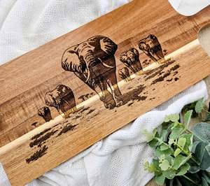 All: Elephants Engraved Acacia Cheese/ Chopping Board