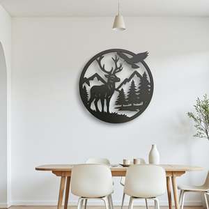 New: Stag Scene Circle Wall Art