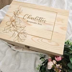 Keepsake Boxes: Magnolia Wooden Keepsake Box (Pre Order)