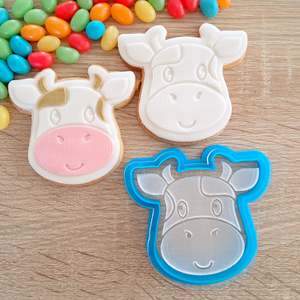 Fondant Stamps: Cow Raised Acrylic Fondant Stamp & Cookie Cutter