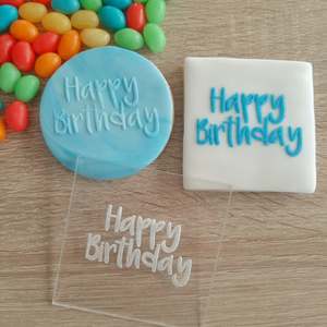 Birthday Fondant Stamps: Happy Birthday Raised Acrylic Fondant Stamp