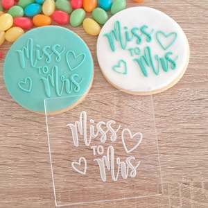 Wedding Engagement Fondant Stamps: Miss to Mrs Raised Acrylic Fondant Stamp