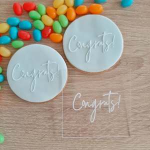Wedding Engagement Fondant Stamps: Congrats Raised Acrylic Fondant Stamp