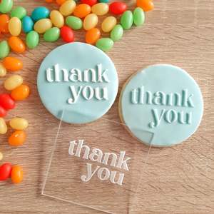 Wedding Engagement Fondant Stamps: Thank You Raised Acrylic Fondant Stamp