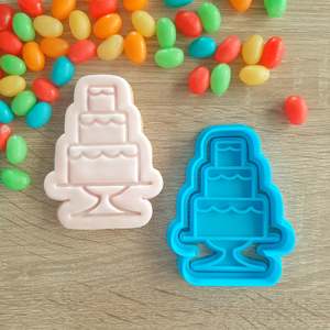 Wedding Engagement Fondant Stamps: Three Tier Cake Cookie Cutter & Fondant Stamp