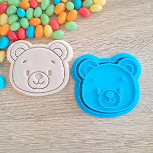 Baby Fondant Stamps: Teddy Bear Head Cookie Cutter & Fondant Stamp