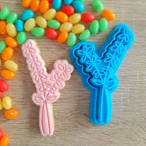 Mothers Day Fondant Stamps: Long Floral Stem Cookie Cutter & Fondant Stamp
