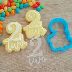 Number Cookie Cutters Fondant Stamps: Number 2 Two Raised Acrylic Fondant Stamp & Cookie Cutter