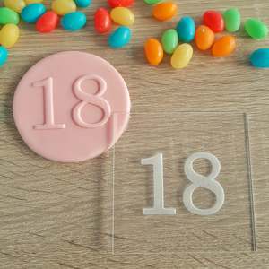 Number Cookie Cutters Fondant Stamps: Number Raised Acrylic Fondant Stamp