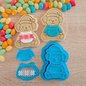 Animal Cutters Stamps: Christmas Sweater Friends - Dog Cookie Cutter & Fondant Stamp (5 pcs)