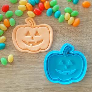 Halloween Cutters Stamps: Carved Pumpkin Cookie Cutter & Fondant Stamp