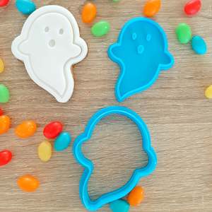 Halloween Cutters Stamps: Ghost Cookie Cutter & Fondant Stamp