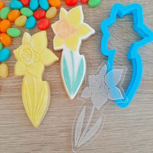 Garden Cutters Stamps: Daffodil Raised Acrylic Fondant Stamp & Cookie Cutter