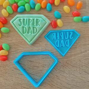 Fathers Day Cutters Stamps: Super Dad Cookie Cutter & Fondant Stamp