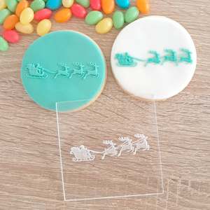 Christmas Cutters Stamps: Santa's Sleigh Raised Acrylic Fondant Stamp