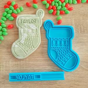 Christmas Cutters Stamps: XL Stocking Cookie Cutter & Fondant Stamp Set