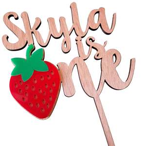 Cake Toppers: Strawberry One with Name Cake Topper