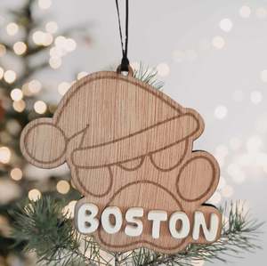 Custom Christmas Decorations: Personalised Paw Print Wooden Christmas Decoration