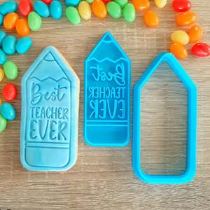 Best Teacher Ever Cookie Cutter & Fondant Stamp