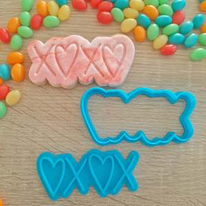 Valentines Day Cutters Stamps: Hearts & Kisses Cookie Cutter & Fondant Stamp