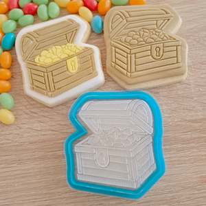 Raised Acrylic Fondant Stamps: Treasure Chest Raised Acrylic Fondant Stamp & Cookie Cutter
