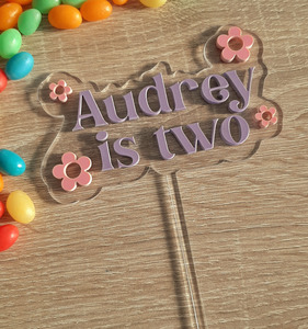 Custom Flowers Layered Acrylic Cake Topper