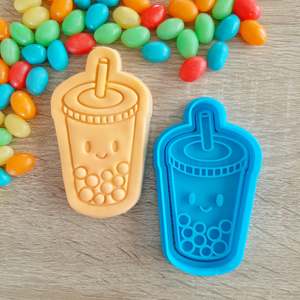Food Cookie Cutters Fondant Stamps: Bubble Tea Cookie Cutter & Fondant Stamp