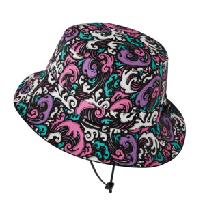 Wide Brim Summer Bucket Hat - Wave Pink