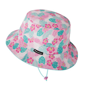 Kids Summer Bucket Hats: Wide Brim Summer Bucket Hat - Hibiscus Flower