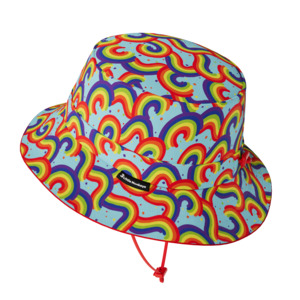 Kids Summer Bucket Hats: Wide Brim Summer Bucket Hat - Rainbow Wave