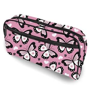 School Book Bags: Pencil Case/Toiletry Bag - Pink Butterfly