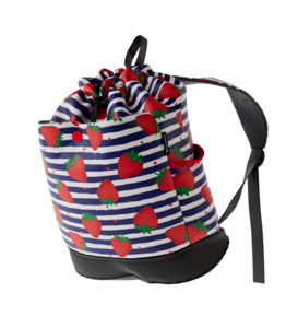 Waterproof Swim Bag Backpack + Shoe Compartment - Strawberry Stripes