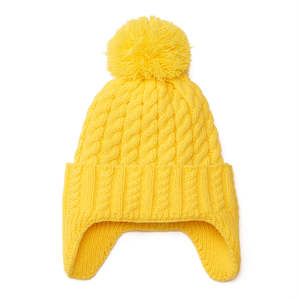 Winter Hats: Kid's Soft Cotton Lined Winter Beanie - Yellow