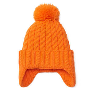 Kid's Soft Cotton Lined Winter Beanie - Orange