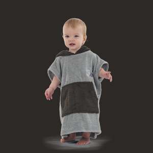 100% Cotton Thick Hooded Poncho Towel - Grey/Charcoal