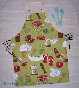 Aprons Large: Large Apron - Kiwiana Green