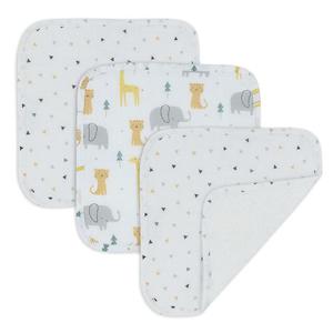 Living Textiles: 3-PACK MUSLIN WASH CLOTHS - Animals