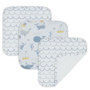 Living Textiles: 3-PACK MUSLIN WASH CLOTHS - Whales
