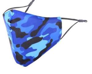 Face Masks: MASKiT Adult Face Mask Camo Blue