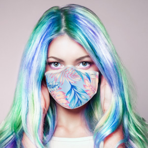 Face Masks: ADULT REUSABLE FABRIC FACE MASK - WITH NOSE WIRE, FILTER POCKET AND TWO 2.5 FILTERS TROPICAL LEAVES