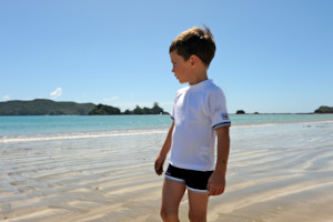 Girls Swimwear Nz: Kids White Short Sleeved Swim Shirt