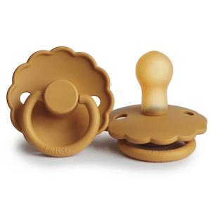 Pacifiers: FRIGG Daisy Rubber Pacifier - Honey Gold