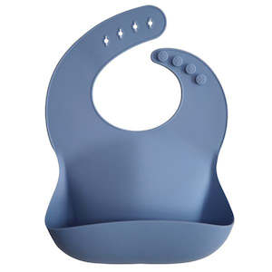 Bibs: Mushie Silicone Baby Bib - Powder Blue