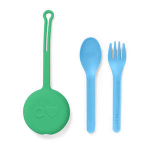 Tableware: OmieBox Fork & Spoon Pod Set - Mint Green