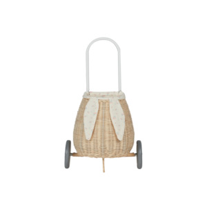 Imaginary Play: Olli Ella Rattan Bunny Luggy with Lining - Pansy