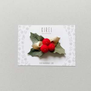 Kirei Handmade Berry and Holly Headband / Hairclip - Red
