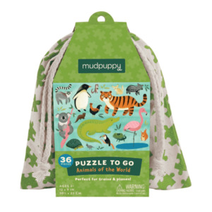 Mudpuppy: Mudpuppy Animals of the World Puzzle to Go 36pc