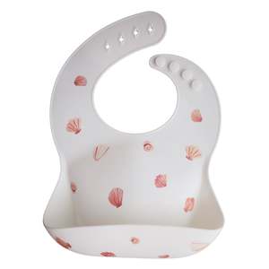 Bibs: Mushie Silicone Baby Bib - Light Shell