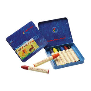 Play: Stockmar Wax Stick Crayons Metal Case - 8 Colours